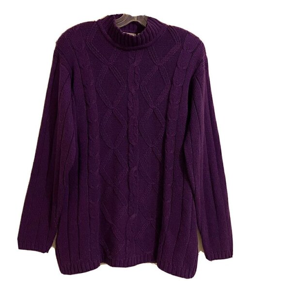 Women’s Specialty Collection Long Sleeves Tight Knit Purple Size XL Mock Neck - Picture 1 of 10